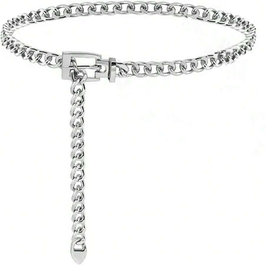 Plus Size Fashion Metal Chunky Chain Waist Belt For Women, Suitable For Dress, Shirt Summer, School