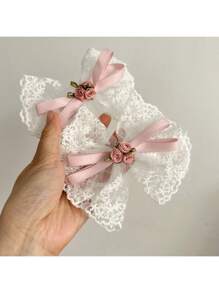 Pink Lace Flower Hairpin