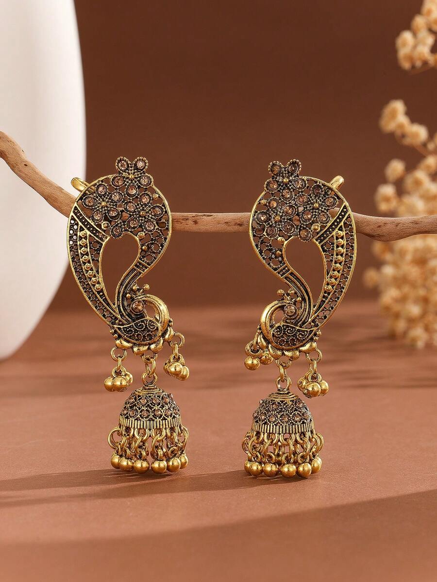 1 paire de boucles d'oreilles vintage sculptées de style indonésien en alliage de zinc, style pop égyptien turc. Boucles d'oreilles polyvalentes pour dames, adaptées pour un usage quotidien, des fêtes et des vacances