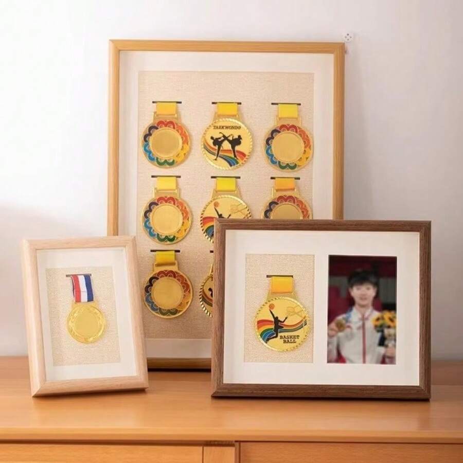 Marco de fotos exhibidor a prueba de polvo de madera para medallas de honor y medallas deportivas