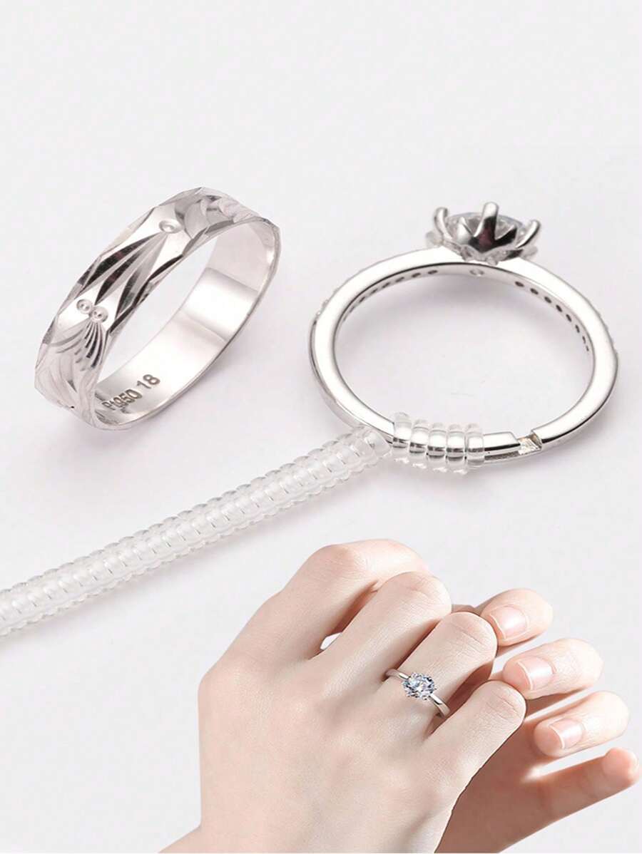 Set de 8 accesorios ajustadores de talla de anillo, ajustador de goma invisible y ajustable para anillos sueltos