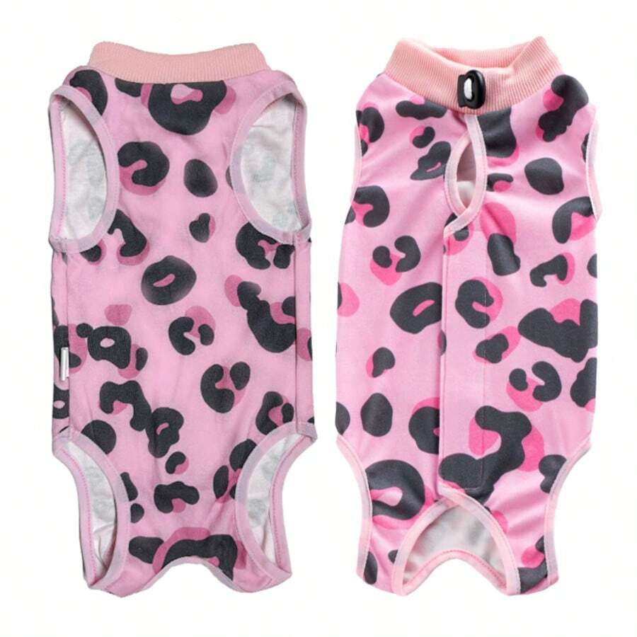 New Leopard Donut Print Breathable Post-Op Cat Recovery Suit, Weaning Wear, Surgical Care Healing Vest, Comfortable 4-Season Recovery Clothing
