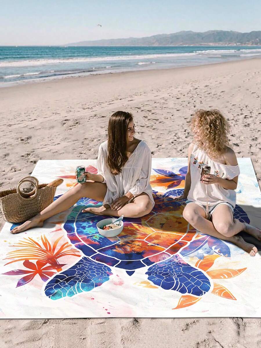 1 Stück minimalistisch gestaltete Outdoor Picknick Matte mit Schildkröten-Design, große tragbare Strand-/Camping-Auflage mit Isolierung