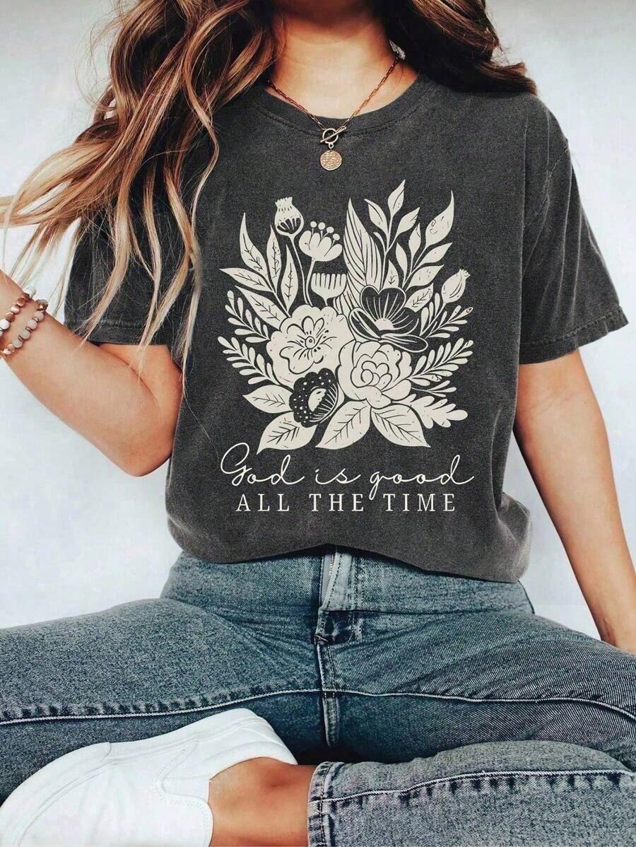 Camisetaoversediz feminina Deus é Bom Camiseta Boêmia Feminina 100% algodao
