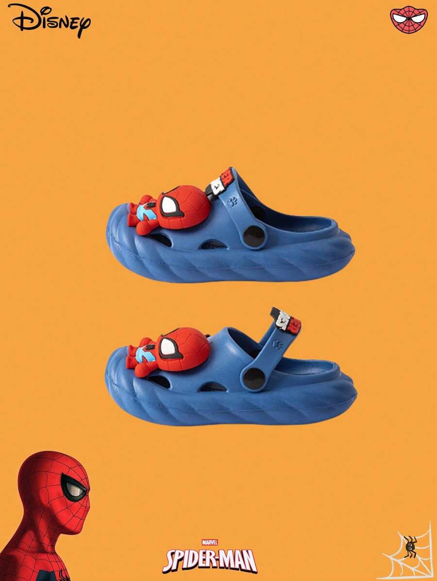 Disney Disney Children's Slippers Hero Mode Activated! Children's Non Slip Slippers; Urban Crawler: Wear Slippers Before Bedtime, Cartoon Spider Man Children's Hole Shoes, Summer Indoor Anti Slip Boys' Toe Cap Children's Slippers
