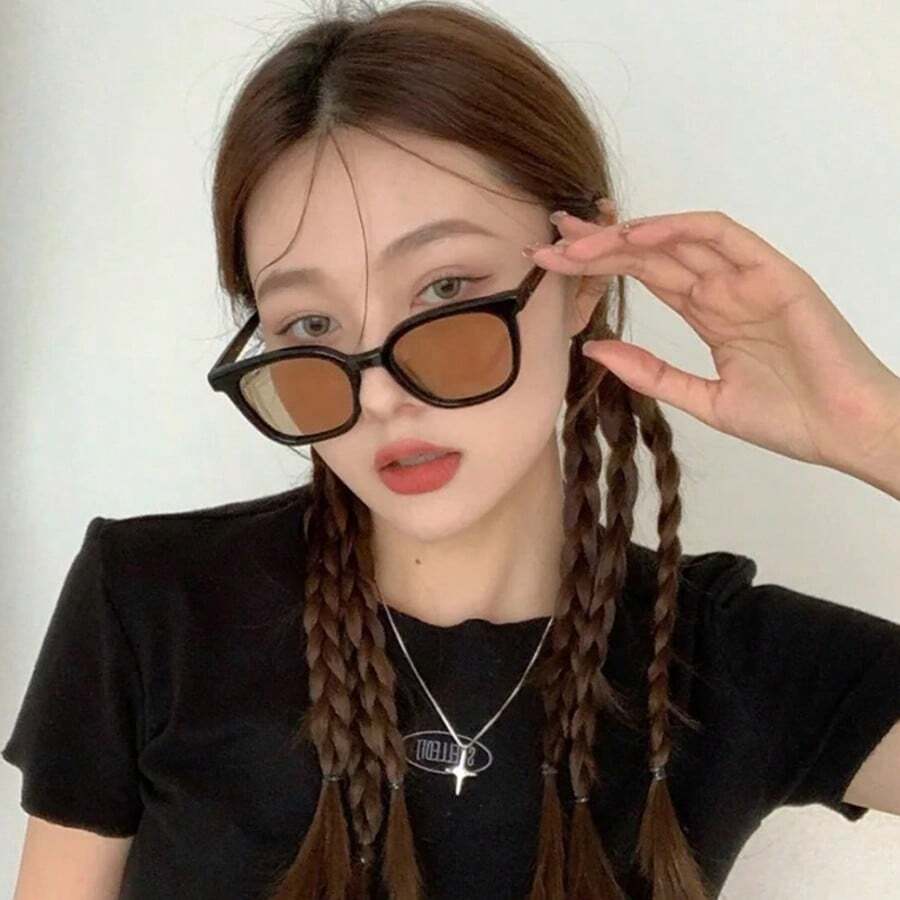 1pc Unisex Square Plastic Frame Fashionable Fashion Glasses - Suitable For Travel, Holiday, Sports, Driving, Festival Outfits, Beach, Outdoor, Summer Accessories
