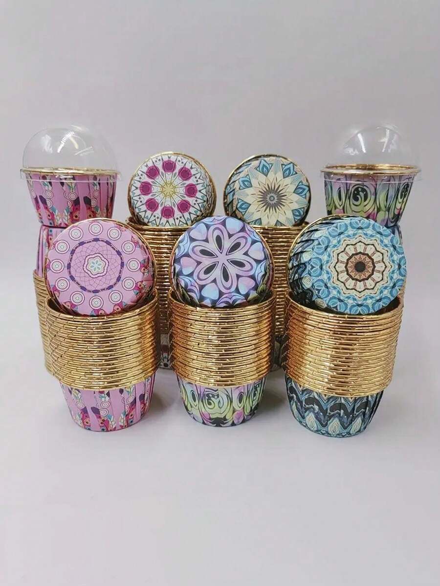 Set de 50 envoltorios para hornear de papel reutilizables - Resistente al calor, acabado brillante, adecuado para pasteles, pasteles de fiesta (tapas opcionales)