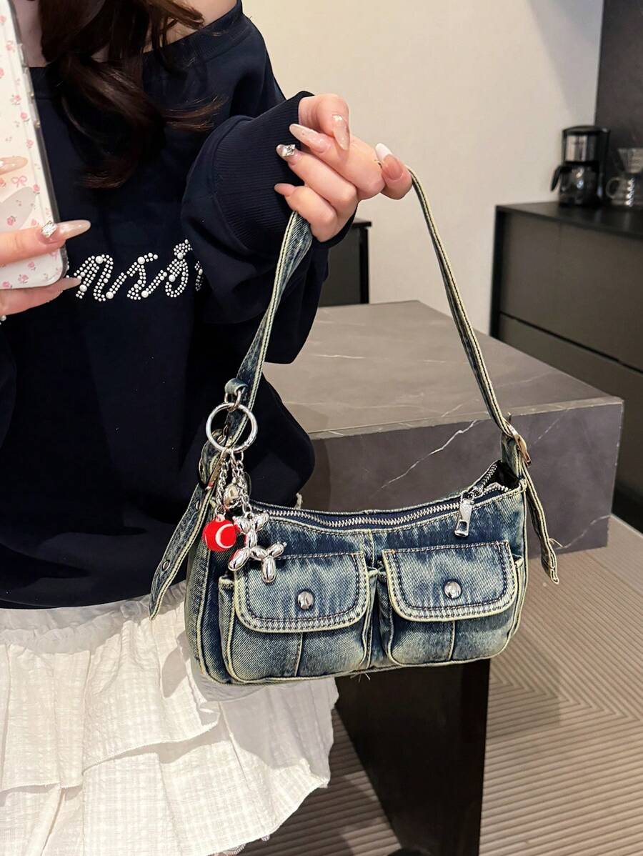 Bolso de hombro de mujer de moda y vintage, versátil bolso de alta calidad para llevar debajo del brazo, bolso de estilo exclusivo