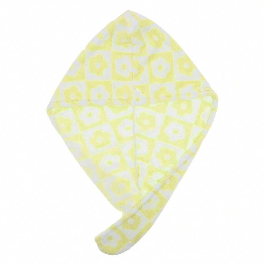 1 Pc Women Soft Checkered Flowers Hair Towel For Bathroom Vacation Travel