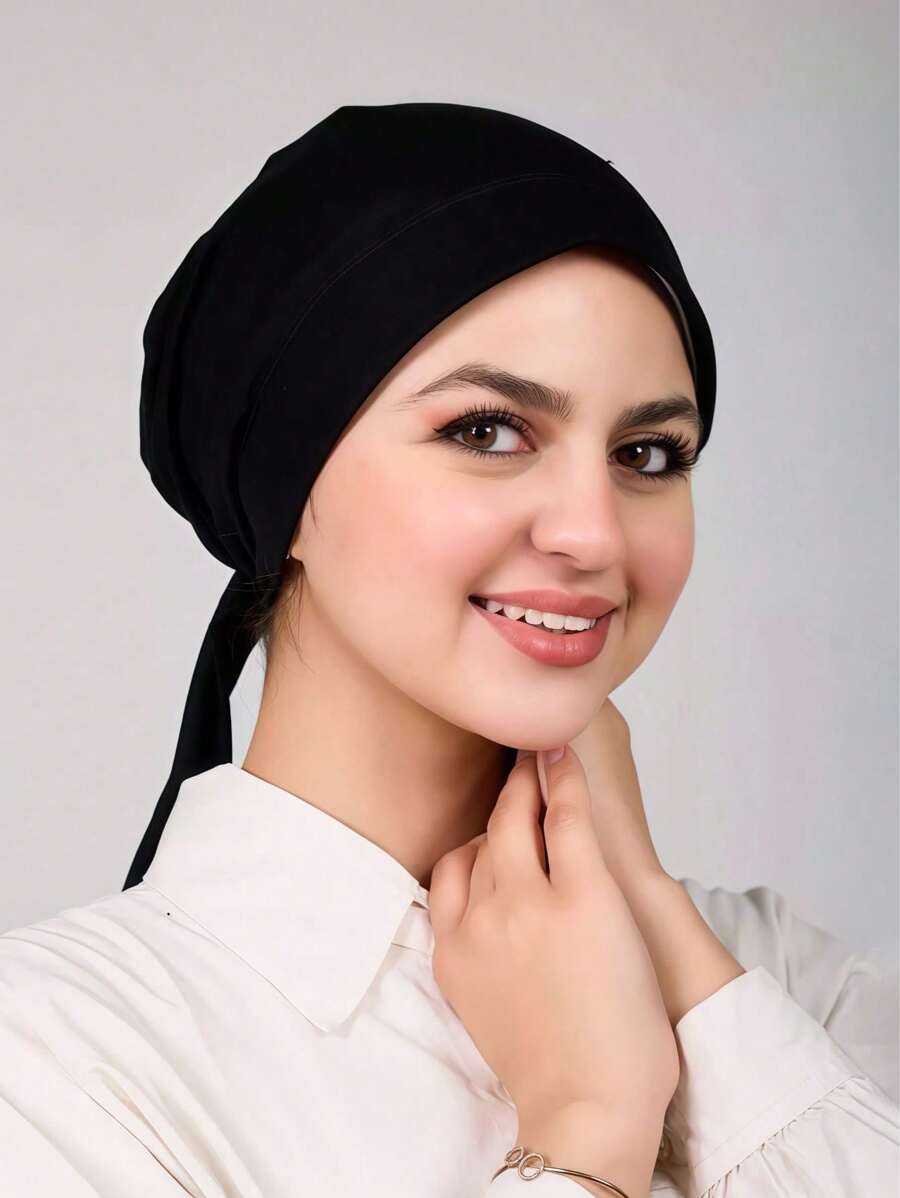 1 Stück einfarbiges minimalistisches, weiches Stirnband mit Turban-Hijab-Kappe, ohne Schirm als Kopfbedeckung für Frauen, geeignet für den Alltag und Outdoor-Aktivitäten
