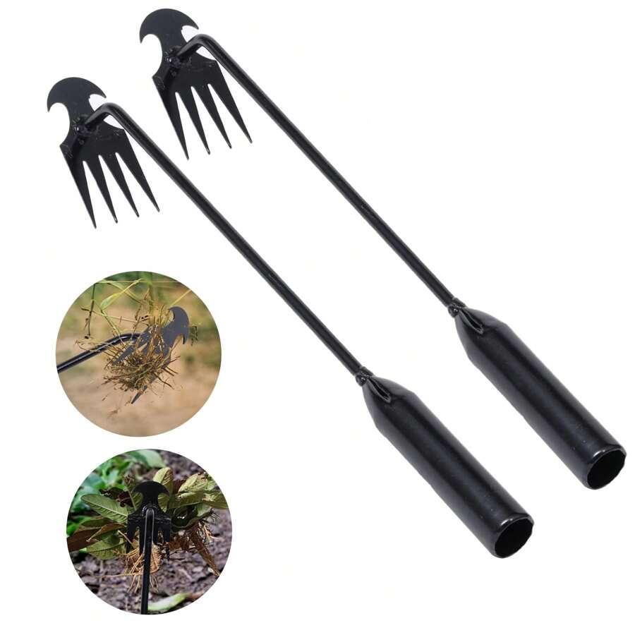Outils de désherbage, outils de désherbage de jardin, outils de désherbage de jardin portables, outils de désherbage pour le déracinement, désherbeur manuel forgé en acier au manganèse à 4 dents pour potager, arrière-cour, ferme, plantation et désherbage
