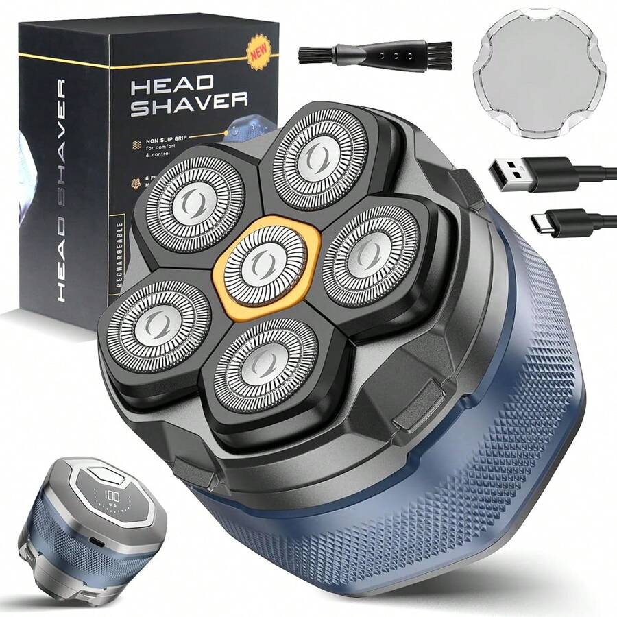 Head Shavers For Men, 2025 Upgraded 6D Flexible Head Shavers For Bald Men, IPX8 Waterproof, Wet/Dry Electric Shaver, Rotary Shaver With LED Display, USB-C Bald Razor With Travel Lock