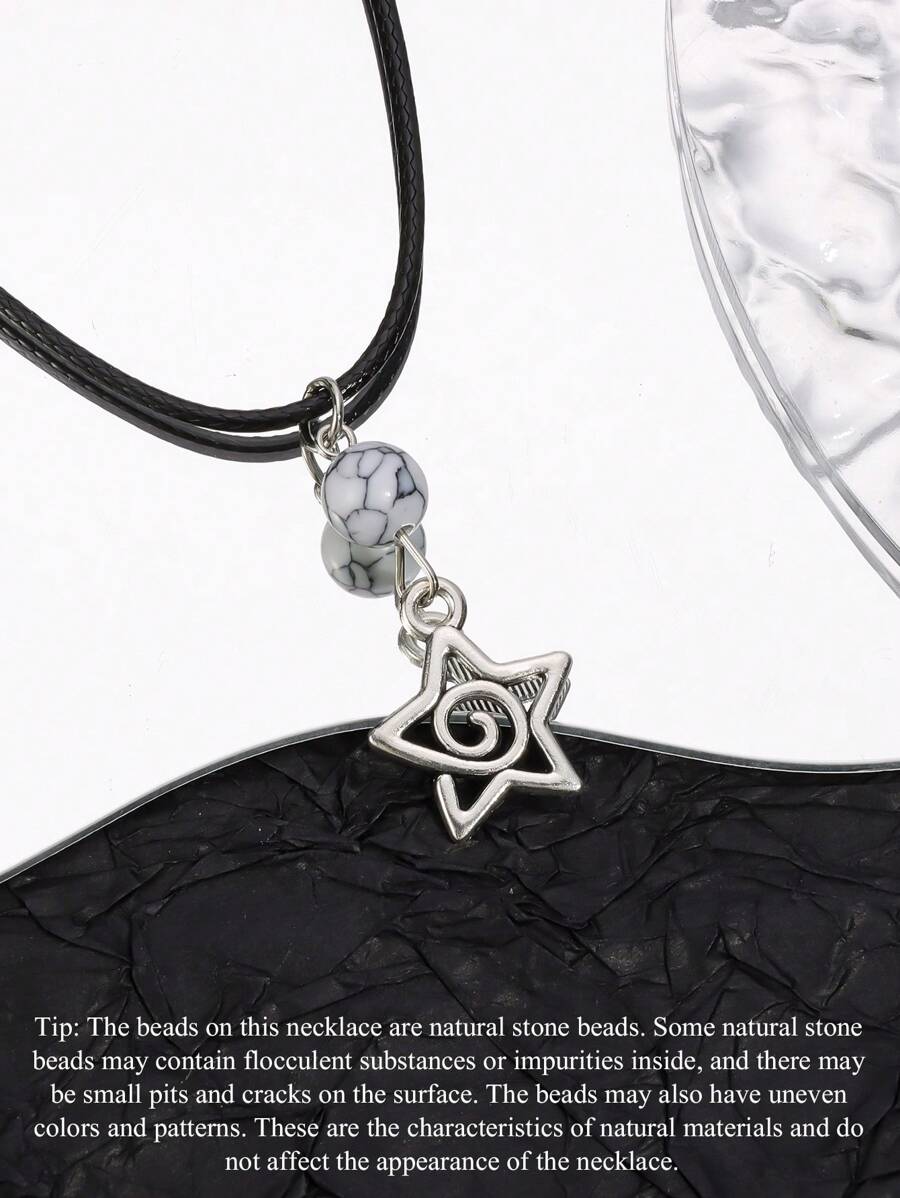 1 pieza Collar con colgante de estrella espiral plateada Y2K, joyería estética como regalo para mujeres