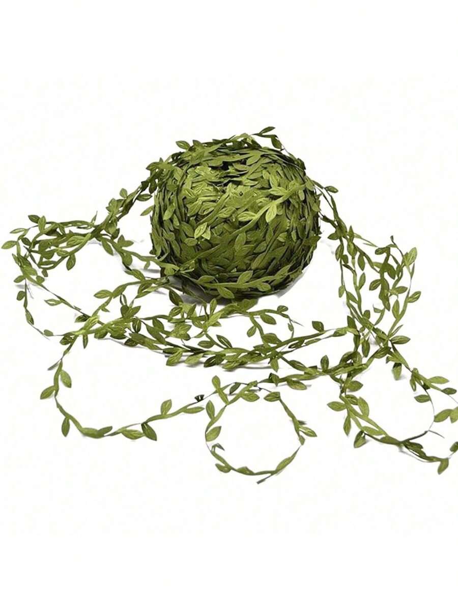 1 Roll 100m Silk Leaf Ribbon, Artificial Vine String Decorative Ribbon, Wild Jungle Plant Greenery, Suitable For Party, Wedding, Home Wreath DIY Crafts, Jewelry Making, Faux Green Leaf Garland Silk Cloth Wreath Decoration, Artificial Green Plant DIY Handmade Wreath Material, Fabric Willow Leaf DIY Weaving Wreath Accessories Green Vine Decoration
