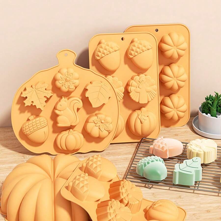 1 pezzo Stampo in silicone per torta di Ognissanti, stampo a forma di zucca, stampo da forno per uso domestico, fai da te candele, sapone, cioccolato, cubetti di ghiaccio, utensili da cucina, regalo migliore