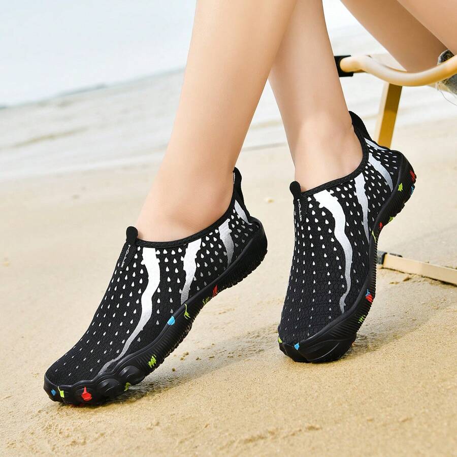 TACHUAN 1 Paar Damen Farbverlauf Polyester Strand-/Wasserschuhe, geeignet für Strandurlaub, Sommer
