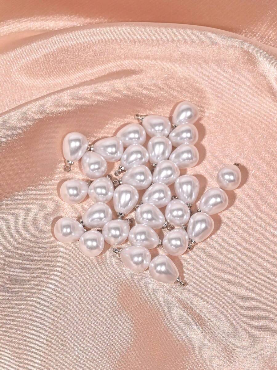30pcs/20pcs Luxury Simplistic Faux Pearl Teardrop Pendant For DIY Earrings, Bracelet, Necklace, Jewelry Accessories