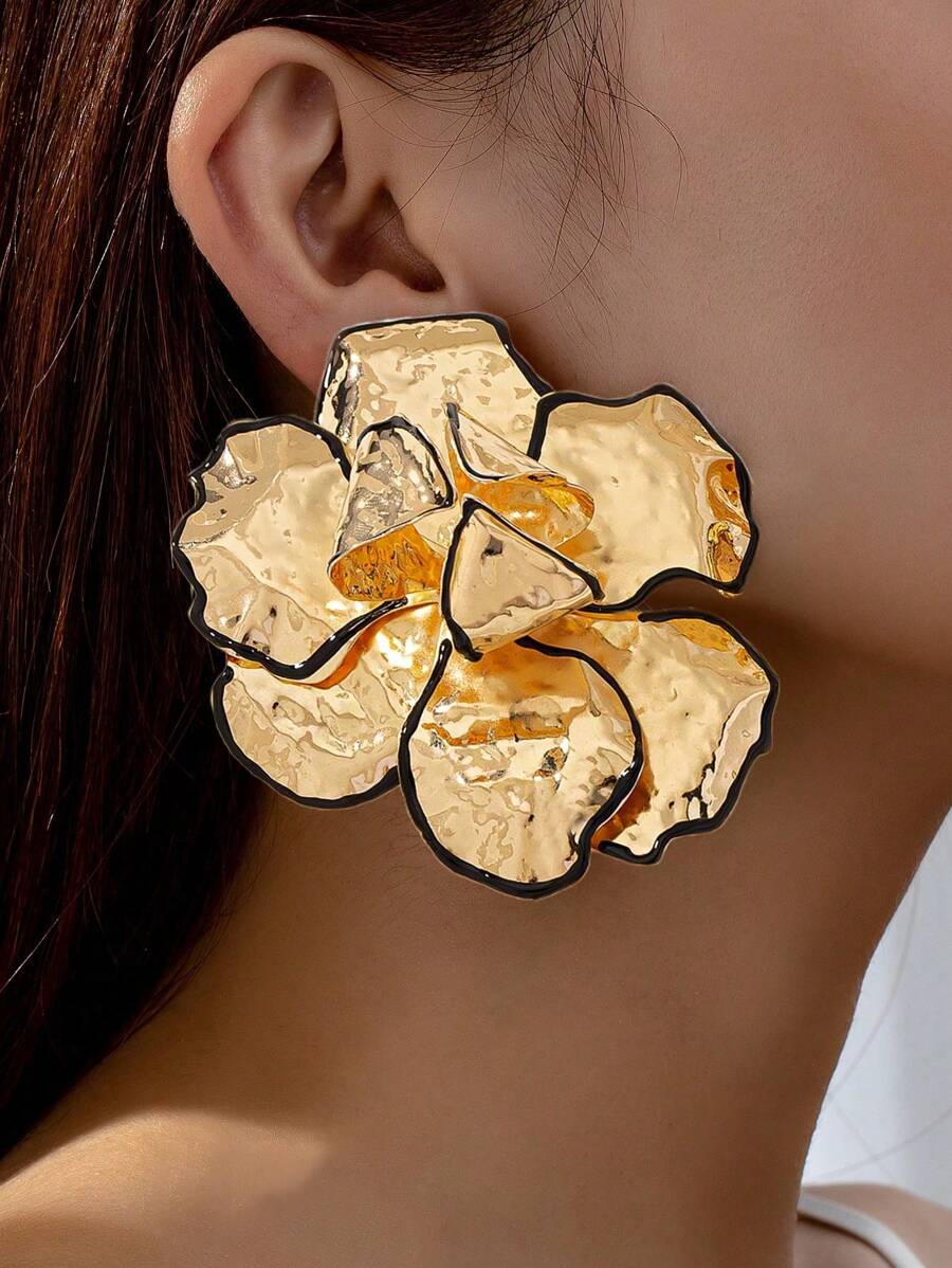 1 par de brincos pendentes de metal com flores, adequados para festas, encontros e uso diário