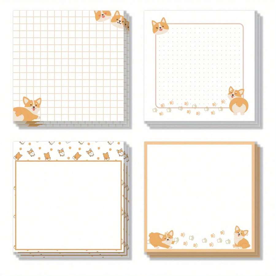 1pc New Corki-Themed Sticky Notes - Cute Orange-Brown Corki-Patterned Sticky Notes For Schools, Offices And Households, Perfect For Students, Teachers And Dog Lovers