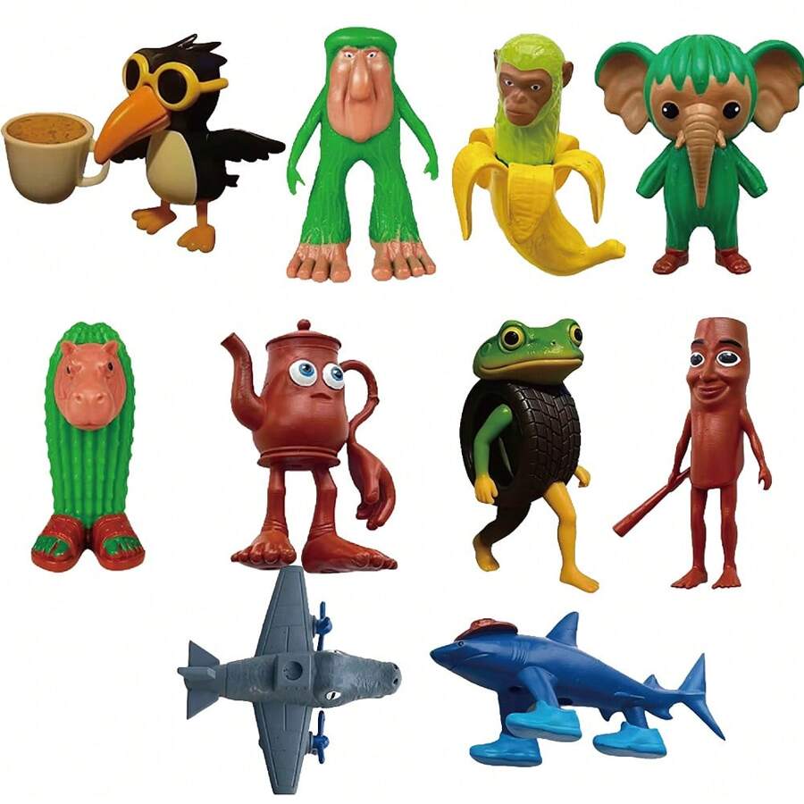 8-9-10 piezas Figuritas de Tiburón Brainrot Tralaler Tralala estilo italiano, Figuritas de Tiburón Brainrot Meme italiano, Divertida figura Tiburón Brainrot Tung Tung Tung Sahur, Figuritas de Animales Brainrot Virales de Tiburón con Zapatillas