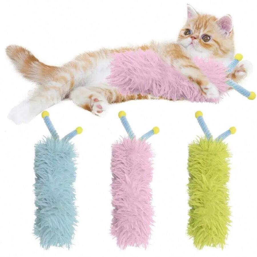 1 pièce Jouet interactif à coup de patte pour chat avec antennes colorées - Oreiller en peluche doux et durable pour chat d'intérieur, soulage l'ennui, apaise l'irritabilité et l'anxiété, compagnon de jeu autonome, jouet pour chat fait main (Anti-morsure)