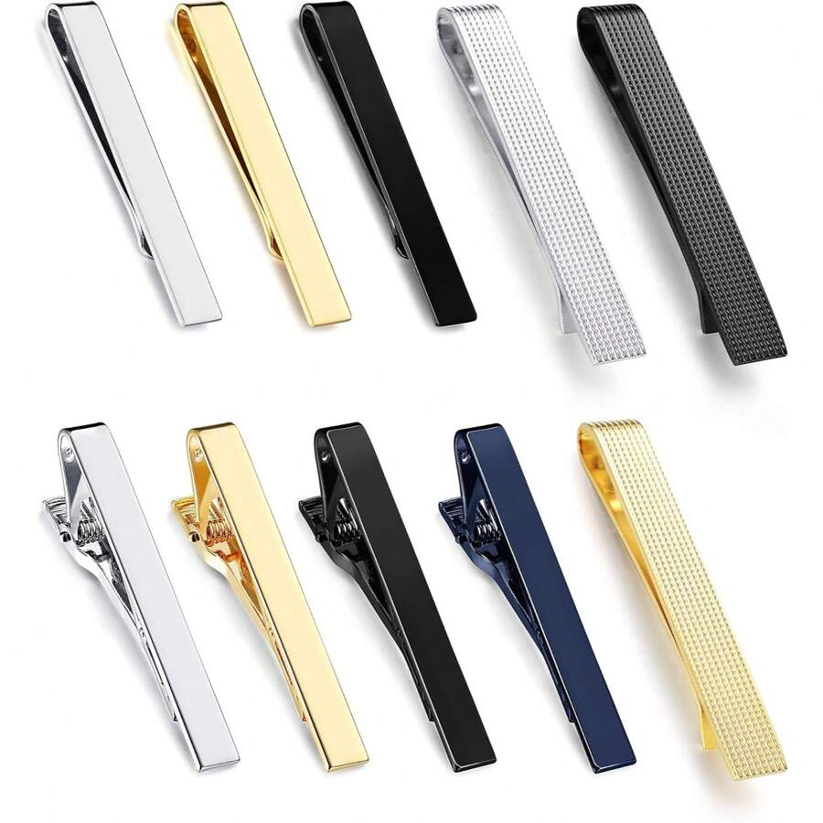1/10 pièces Ensemble de pinces à cravate pour hommes, ensemble de pinces à barre de cravate pour cravates régulières, mariage, affaires
