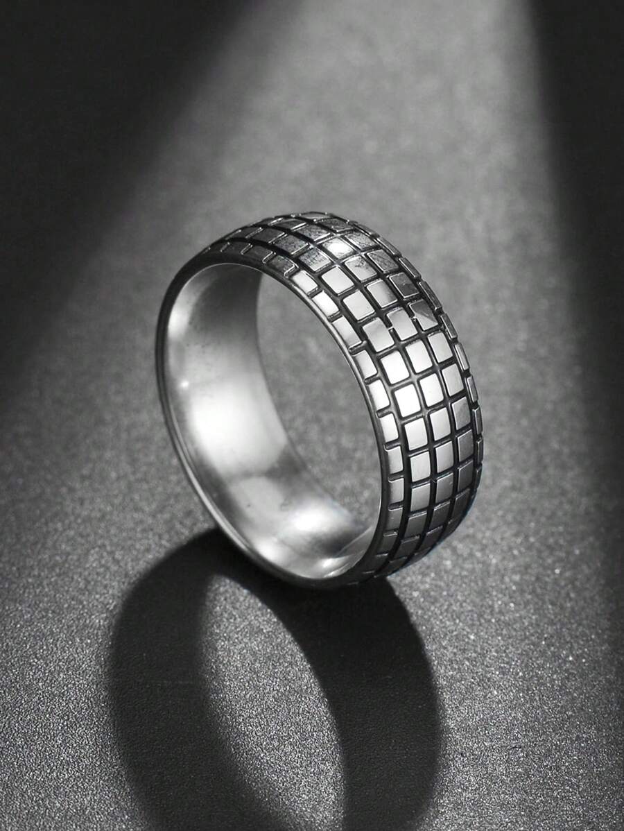 1 Stück Herren einzigartiger geometrischer Edelstahlring