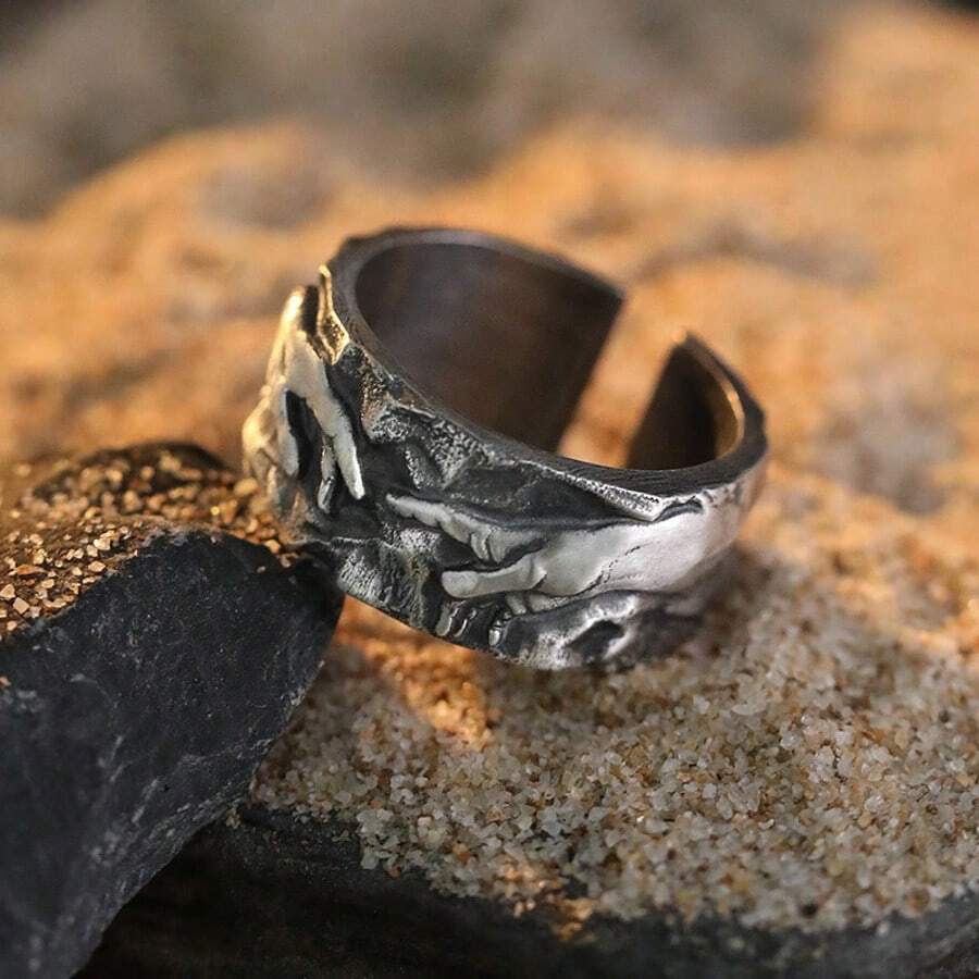 1 pieza Anillo sello de la mano de Dios para hombre, anillo de nudillo con arte de pintura vintage minimalista, anillo de dedo de alta gama y moda, apropiado para uso diario