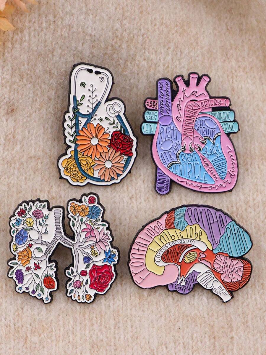 Insignia de esmalte con diseño de cerebro y corazón, broche de mujer, insignia de hombro con órgano corporal masculino, accesorio de joyería de moda, regalo, insignia de pecho de aleación para médicos, accesorios escolares y de oficina, camisas, chaquetas, Navidad, Halloween