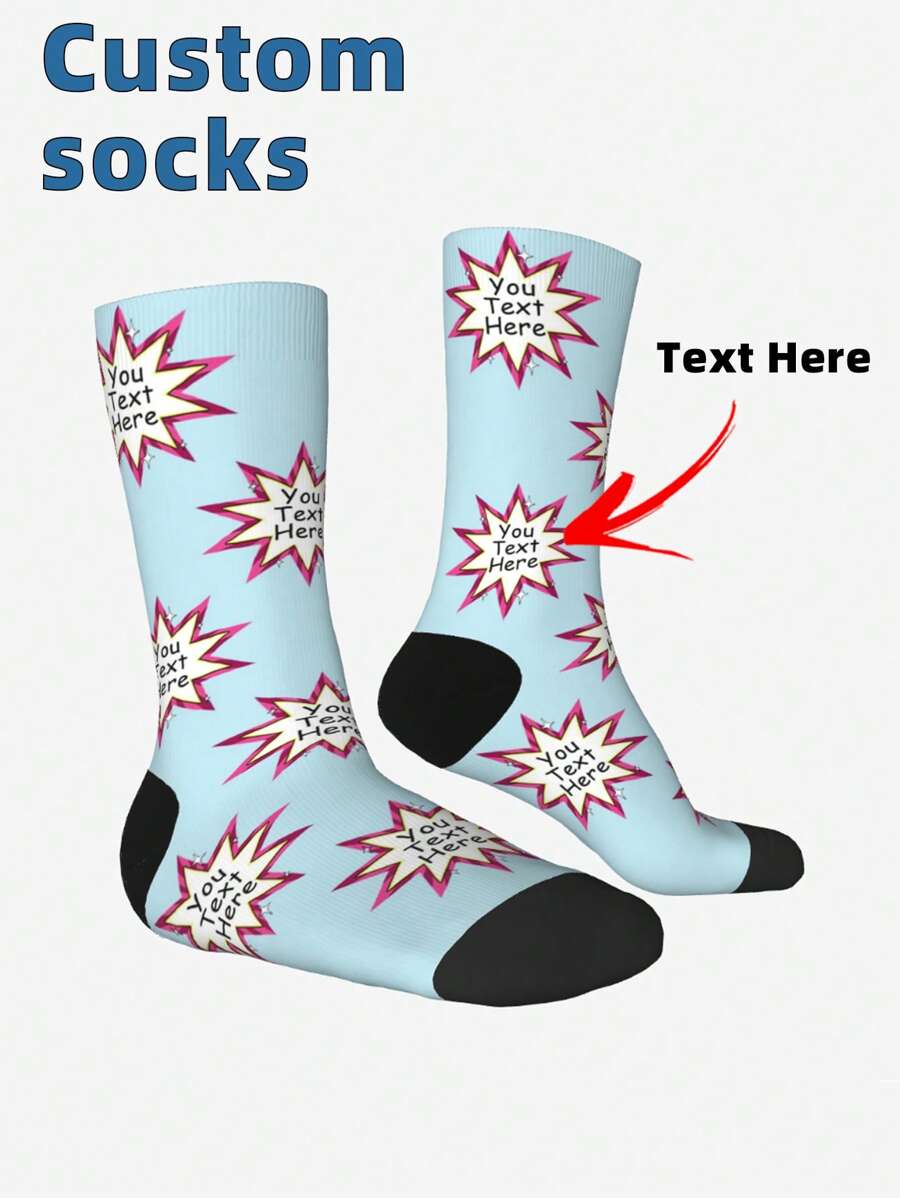 Customized Text Socks, Women's Customized Socks, Explosion Style Customized Text Socks, Valentine's Day Gift, Fun Socks, Gifts For Boyfriends And Girlfriends, Customizable Text Socks