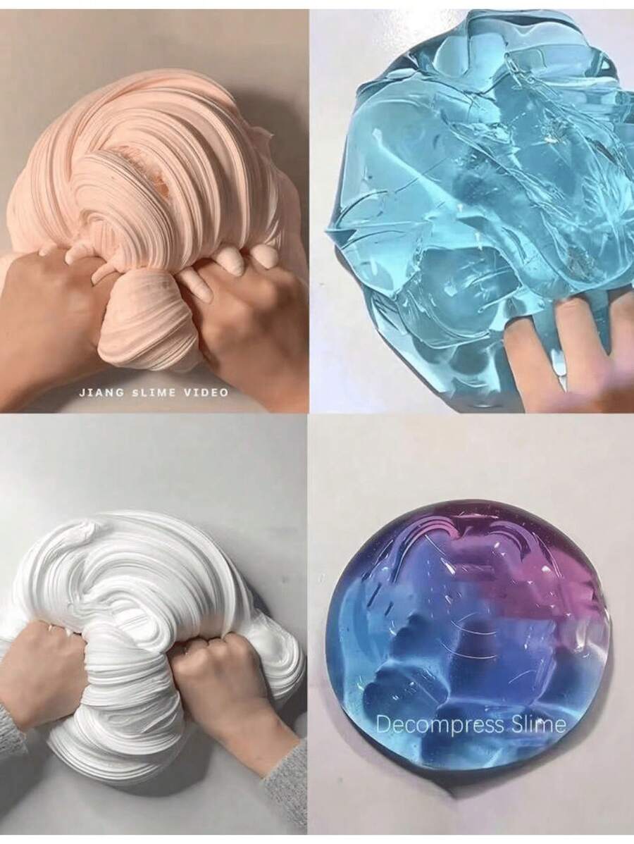 4pcs/Set Slime Bubble Mud Toys, DIY Squishy Stress Relief Play Dough Toy Props, Fun Toys For Birthday Parties And Events, Random Jar