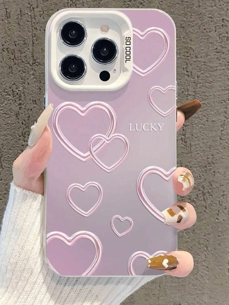 1 pieza Funda móvil con degradado de corazón compatible con iPhone 16 Pro Max, iPhone 15 Plus, funda de teléfono de estilo creativo y elegante para niñas para iPhone 14, 13, 12 - Gran regalo