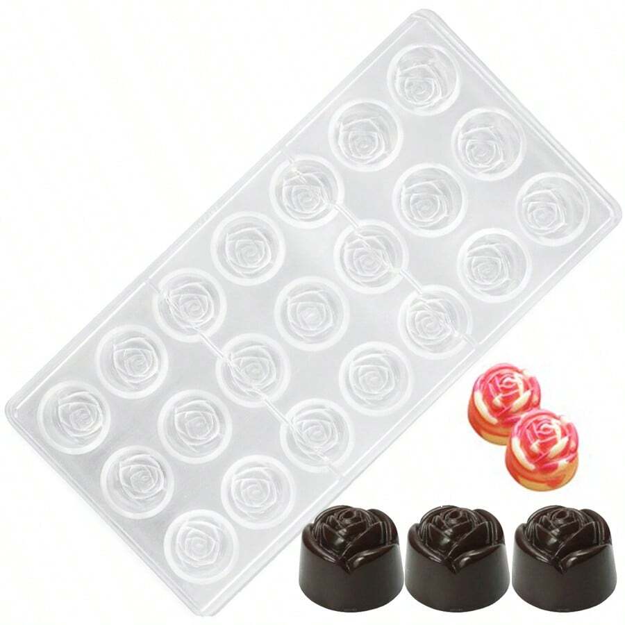 21-Hole Rose Style Transparent Hard Plastic Chocolate Molds Chocolate Candy DIY Making Tool Household Kitchen Baking Accessories Mother's Day Gifts