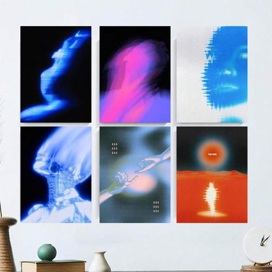 Set Of 1/3/6 Pcs Pop Modern Wall Arts Posters, Prints, Halo Posters, Study, Office, Bathroom, Dormitory, Living Room, Bedroom, Home Decoration Unframed-Style