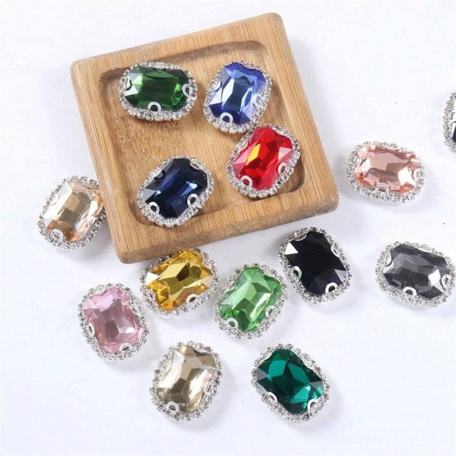 20 Peças Retangulares e Octagonais de Cristais de Vidro, 10x14mm Alta Transparência Arco-Íris Reflexivo Feito à Mão DIY Joias, Adequado para Vestido de Noiva, Sapatos, Bolsas, Decorações Brilhantes de Uso Múltiplo, Artesanato, Roupas, Carros, Feriados, Festas, Presentes