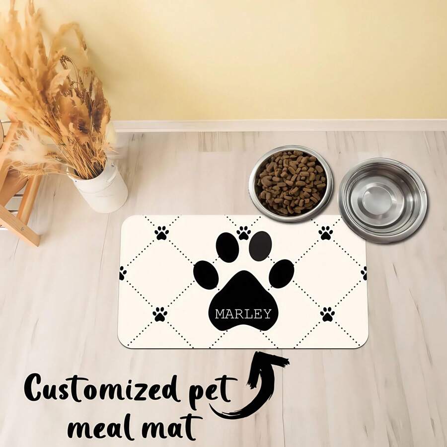 1 Pezzo di tappetino personalizzabile per l'alimentazione degli animali domestici - personalizzabile con il nome del tuo animale domestico, antiscivolo, facile da pulire, di alta qualità, perfetto per gatti e cani, un ottimo regalo per gli amanti degli animali domestici