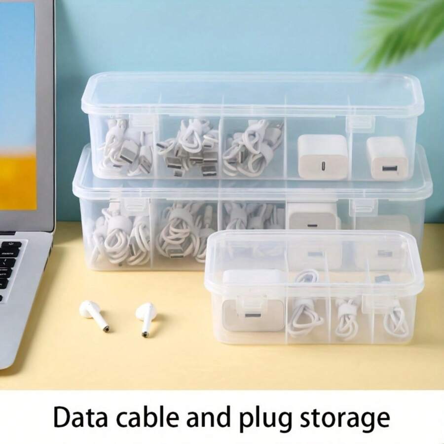 1 Stück Kabel Aufbewahrungsbox mit mehreren Ebenen und Trennfächern, perfekt zum Organisieren von Ladekabeln, Kopfhörern und Büromaterial, multifunktionale Kabel Organizer Box, Schreibtisch Organizer für Büro, Wohnheim und Zuhause