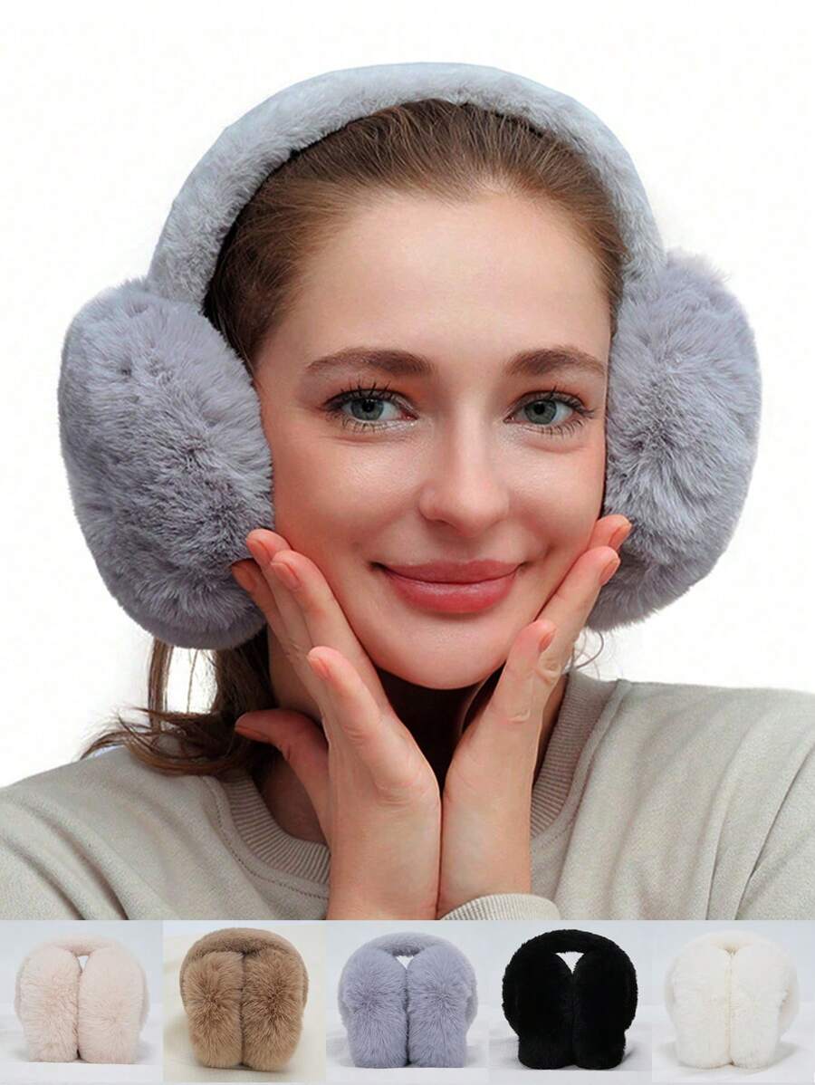 1 pièce Cache-oreilles d"hiver multicolore, protection auditive pliable, cache-oreilles en peluche chauds anti-gel, réchauffe-oreilles épais pour femmes