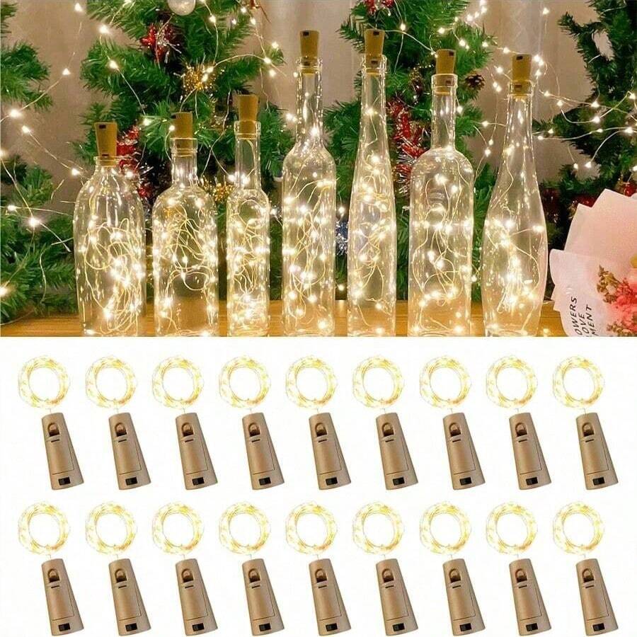 20 piezas, 2 metros, 20 luces LED de hadas con corcho suave, luces de cadena impermeables para frascos de albañil, manualidades, decoración de bodas, fiestas, regalos de cumpleaños, playa, regreso a la escuela, útiles escolares, decoración de habitaciones