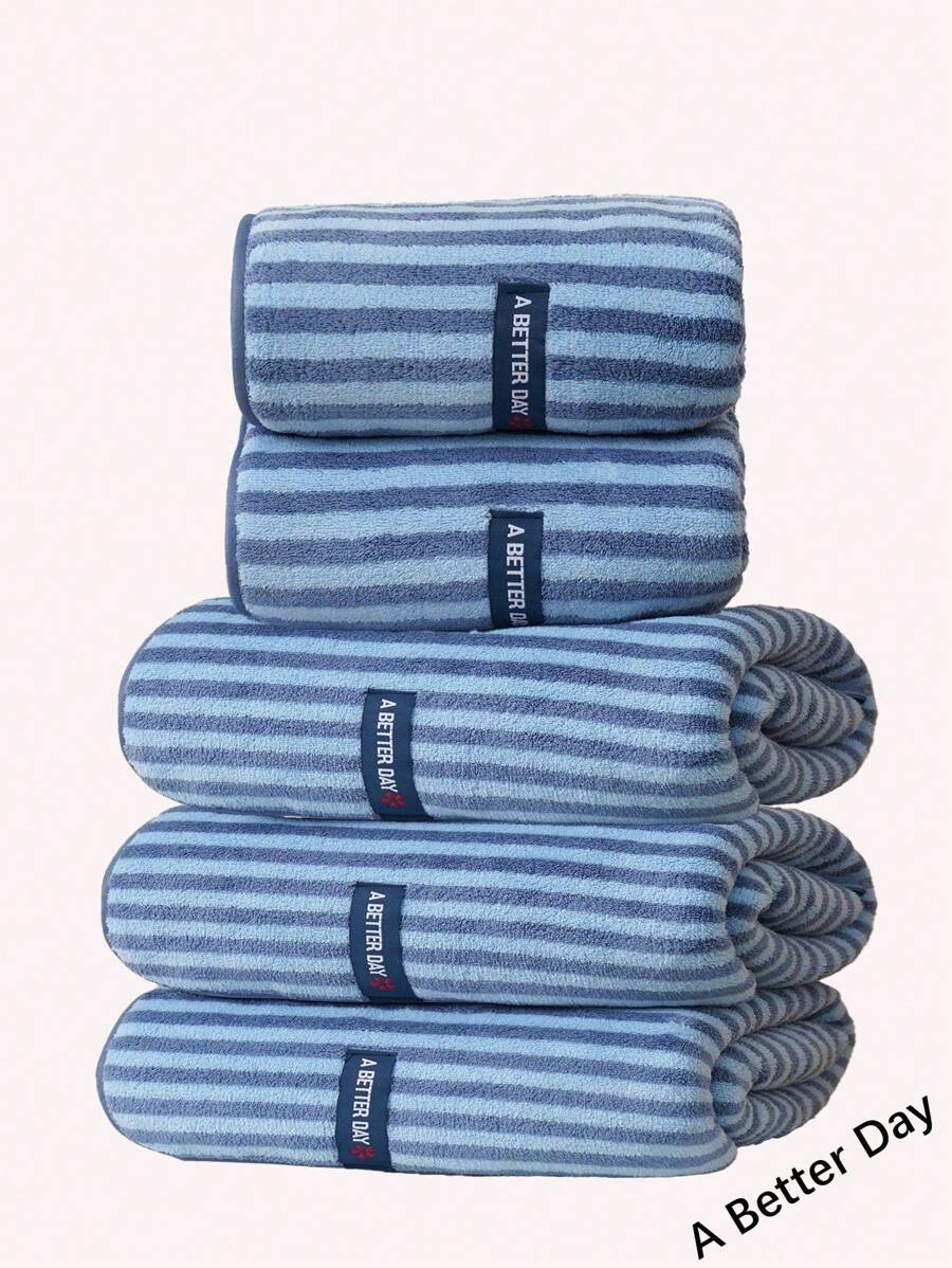 1/2/3pcs Polyester Stripe Bath Towel Or Hand Towel, Coral Fleece Soft Quick Dry Face Towel, Super Absorbent Microfiber Bath Towel, Suitable For Bathroom, Pool, Gym, Beach Home Bathroom Decor Fall Decor Back To School For Beauty Salon Home Bathroom