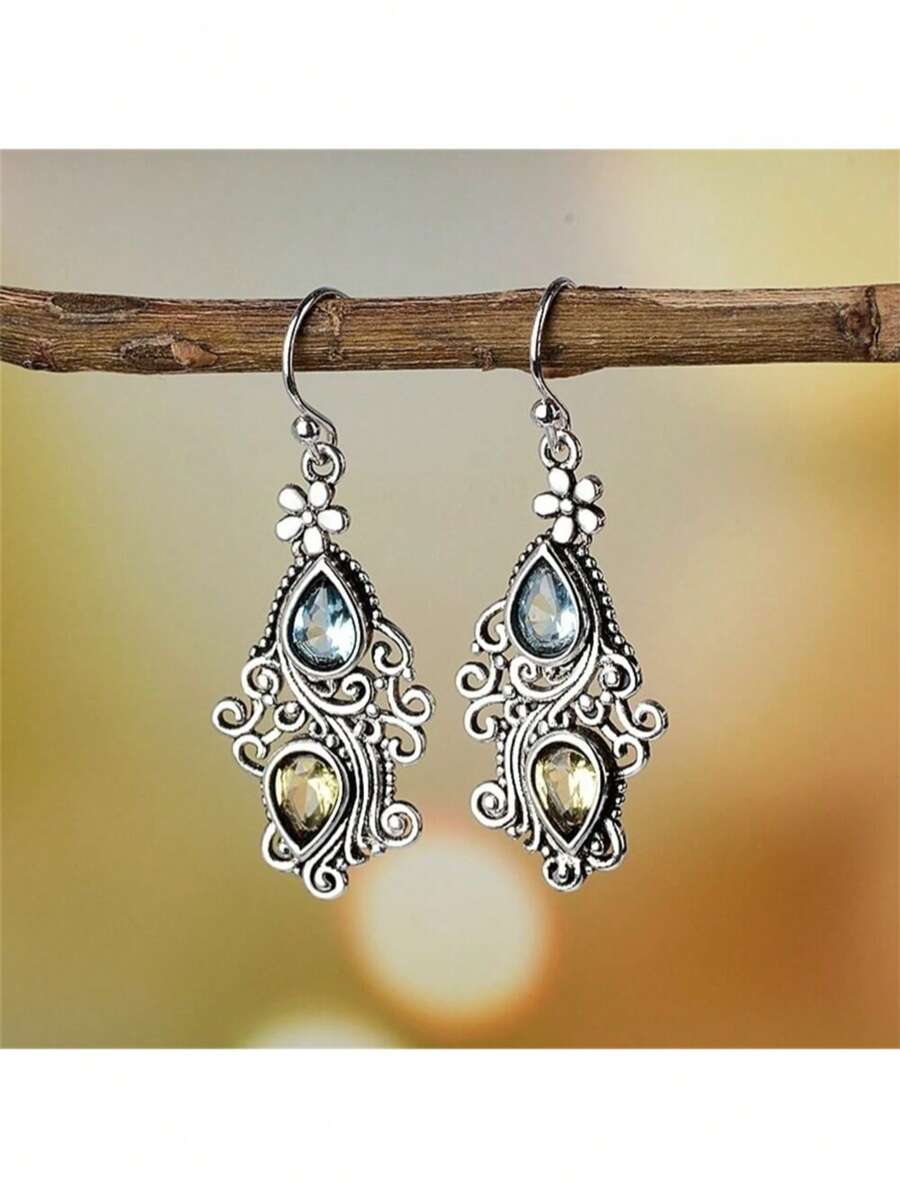 1 par de pendientes de gota de agua en forma de pera creativos para mujeres, elegante joyería de fiesta
