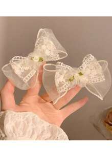 Beige Flower Bow