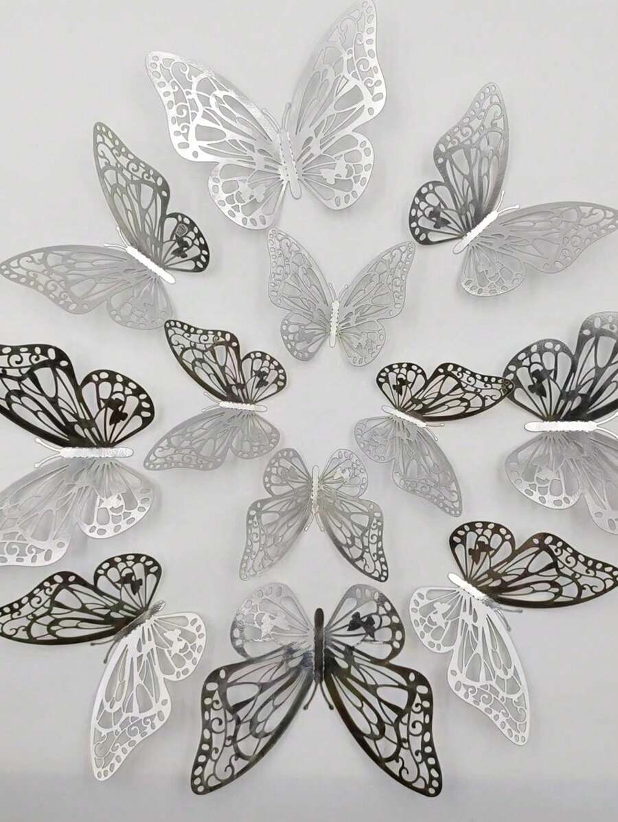12 pièces/set Autocollants muraux 3D papillons pour décoration de gâteau de mariage, décoration de salon et de la maison, autocollants, décalcomanies murales, décalcomanies en vinyle pour décorations de la maison, articles de décoration de printemps pour rafraîchir votre maison, autocollants de décoration Rama, cadeaux pour anniversaire, remise des diplômes, décoration de chambre, décoration murale