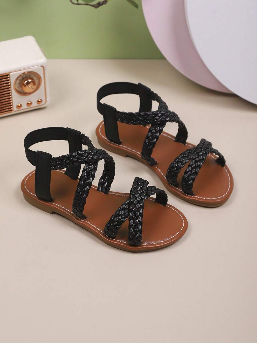 Fashionable Girls Summer Sandals, Woven Design; Comfortable Flat Shoes For Boys, Children Shoes, Suitable For Daily Outing And Holiday