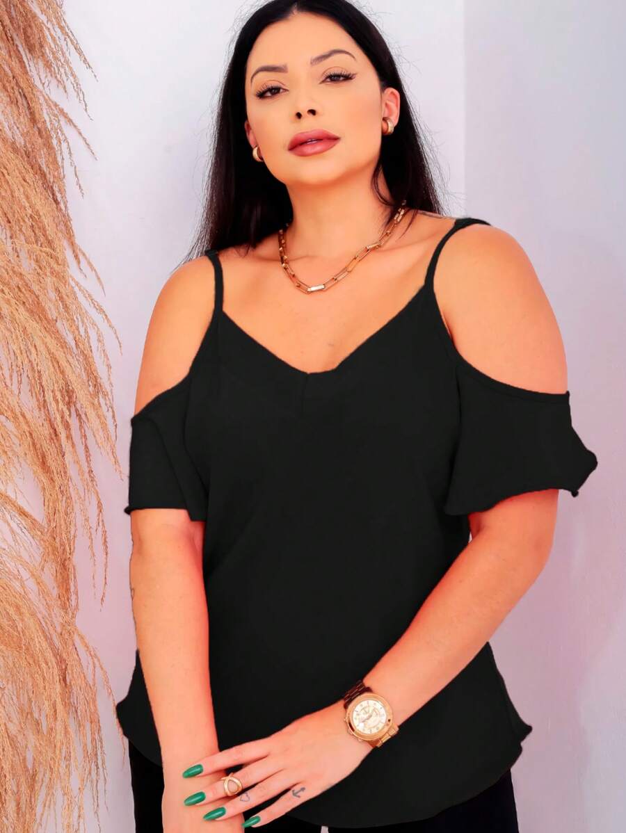 Blusa Ombro a Ombro Preta – Elegância Versátil para Qualquer Ocasião! Simples Casual Tecido atemporal Noite Diário tudo