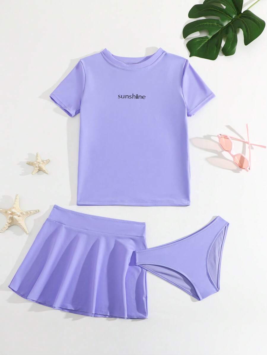 NB VEST Conjunto de 3 Peças de Praia Juvenil Feminino com Saia e Camisa - J3010