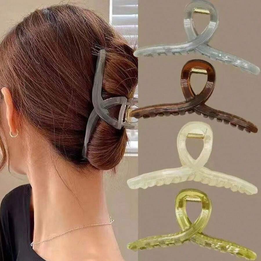 1 Stück Oversized Acryl Haarklammer in Gelfarbe, minimalistisches Design als Werkzeug zum Zusammenclipsen von Dutt Frisuren