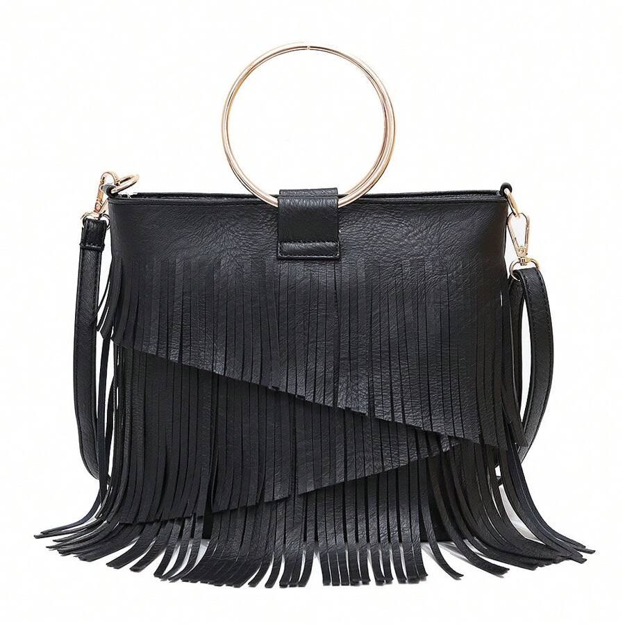 European And American Fashion New Irregular Tassel Bag Music Festival Iron Handbag Single Shoulder Crossbody Women's Bag