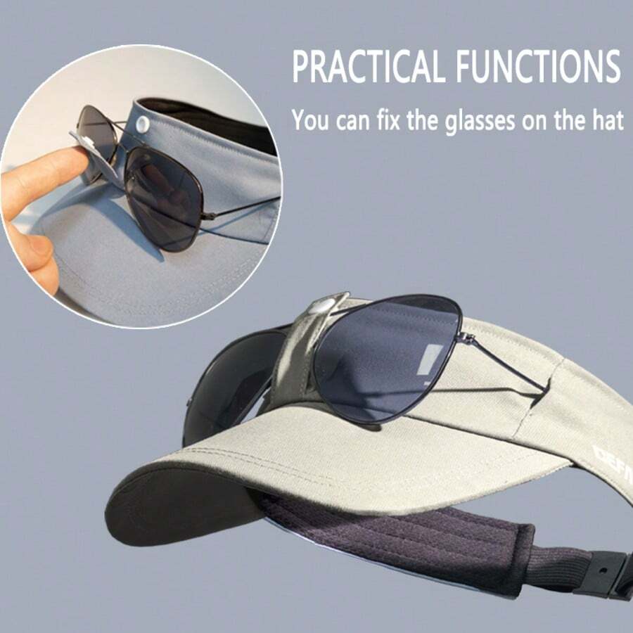 1 pieza Gorra visera deportiva con almacenamiento para gafas, gorra de punto de unicolor, sombrero unisex ajustable para protección solar