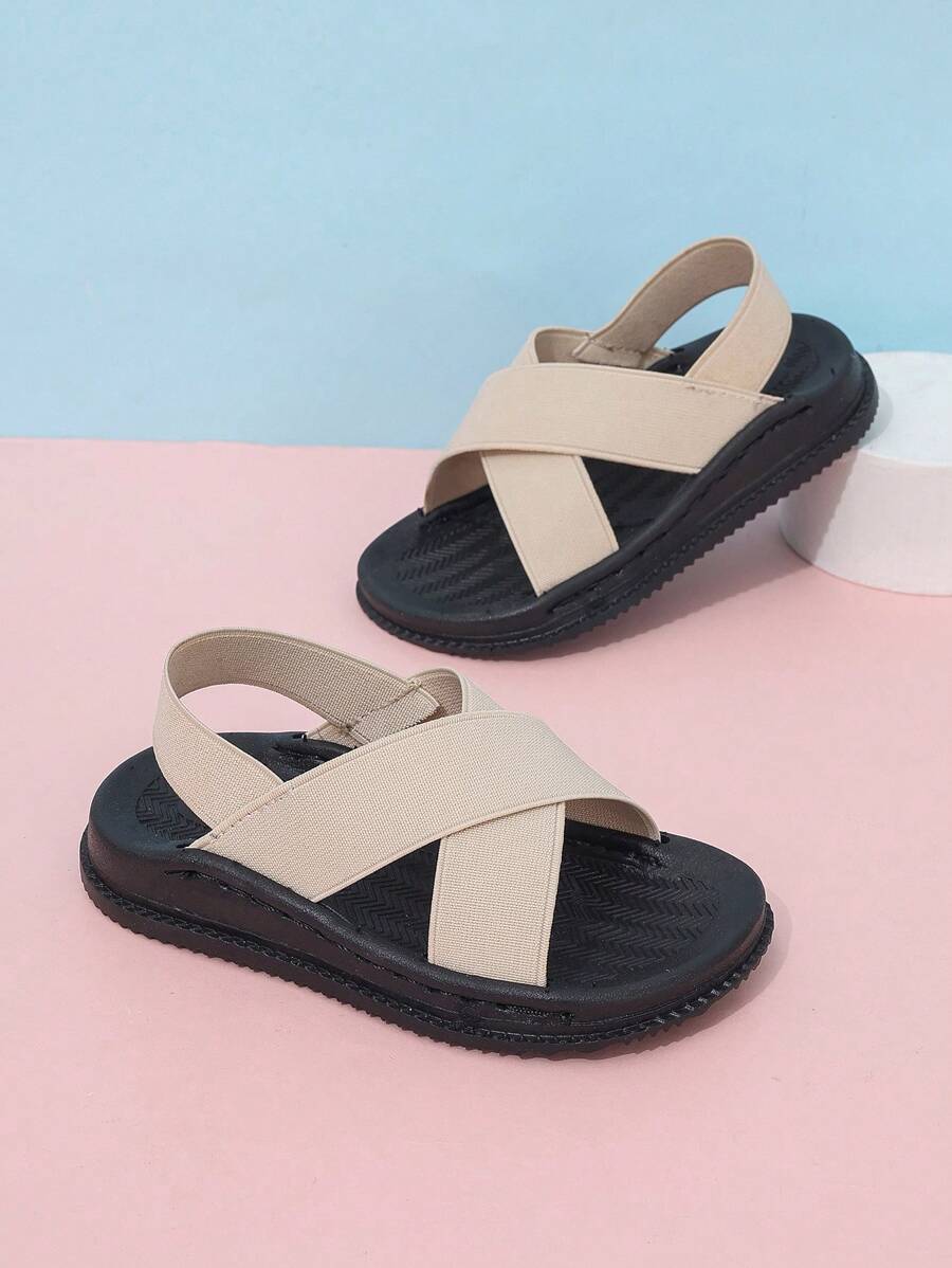 Bequeme flache Sandalen mit elastischem Riemen für Säuglinge/Kleinkinder